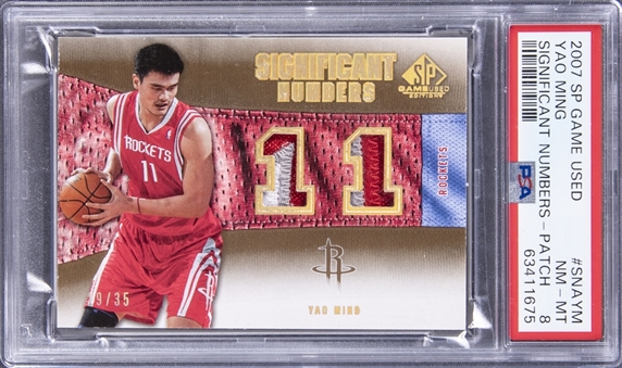 2007-08 UD SP Game Used "Significant Numbers" #SNAYM Yao Ming Game Used Patch Card (#19/35) – PSA NM-MT 8